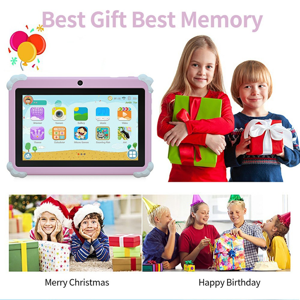 Q88 7 Inch Android 10.0 Educational Tablet for Kids with Anti Drop Case and Rotatable Kickstand,  1+16G Storage