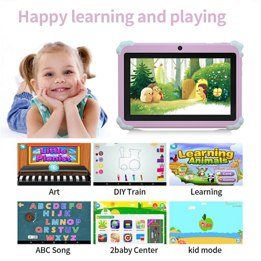Q88 7 Inch Android 10.0 Educational Tablet for Kids with Anti Drop Case and Rotatable Kickstand,  1+16G Storage