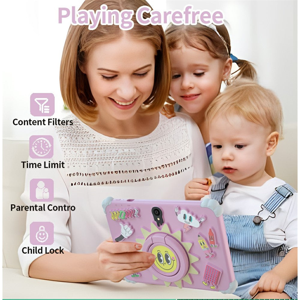 Q88 7 Inch Android 10.0 Educational Tablet for Kids with Anti Drop Case and Rotatable Kickstand,  1+16G Storage