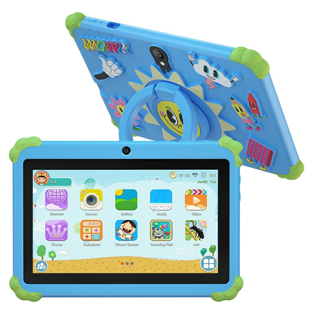 Q88 7 Inch Android 10.0 Educational Tablet for Kids with Anti Drop Case and Rotatable Kickstand,  1+16G Storage