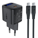 ACEFAST A115 PD 30W GaN USB-C Opladersæt med USB-C-kabel, LED-skærm, Hurtigopladeradapter, EU-stik
