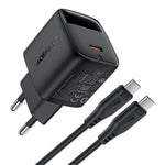 ACEFAST A115 PD 30W GaN USB-C Opladersæt med USB-C-kabel, LED-skærm, Hurtigopladeradapter, EU-stik