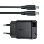 ACEFAST A115 PD 30W GaN USB-C Opladersæt med USB-C-kabel, LED-skærm, Hurtigopladeradapter, EU-stik