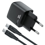 ACEFAST A115 PD 30W GaN USB-C Opladersæt med USB-C-kabel, LED-skærm, Hurtigopladeradapter, EU-stik