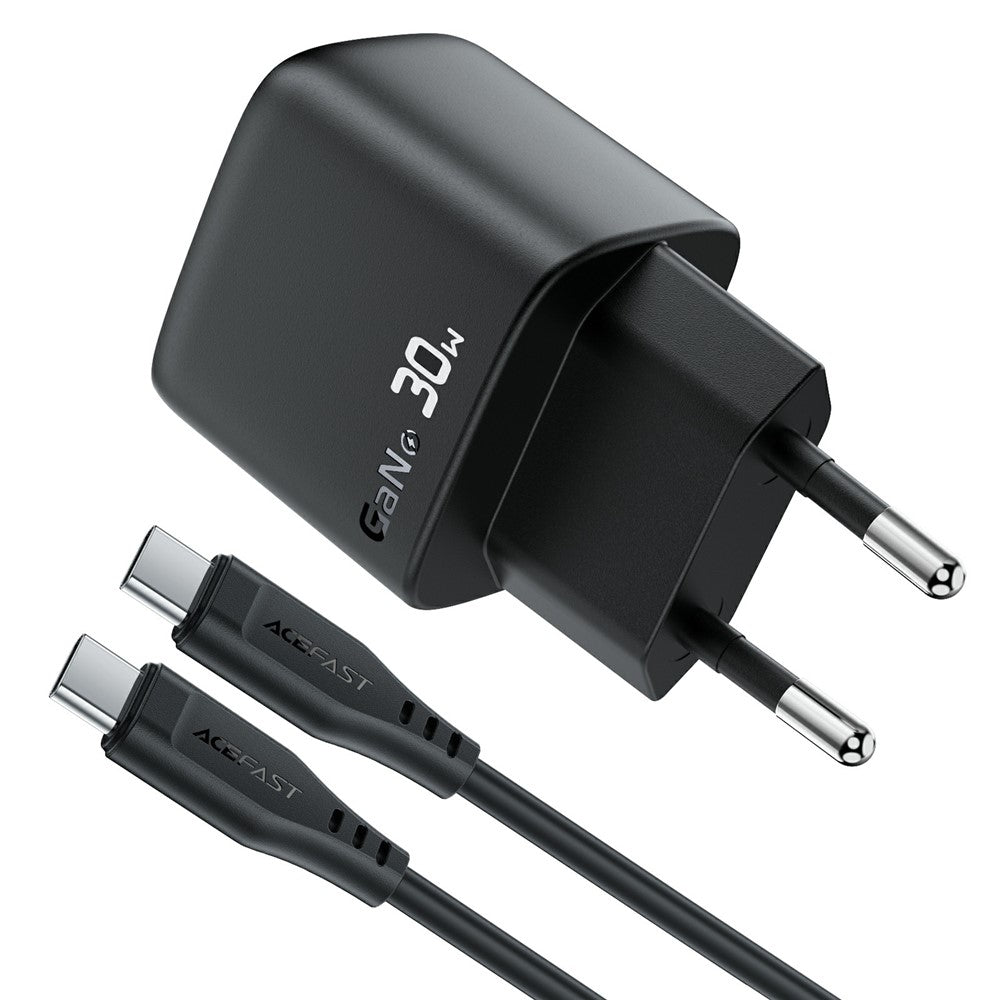 ACEFAST A115 PD 30W GaN USB-C Opladersæt med USB-C-kabel, LED-skærm, Hurtigopladeradapter, EU-stik