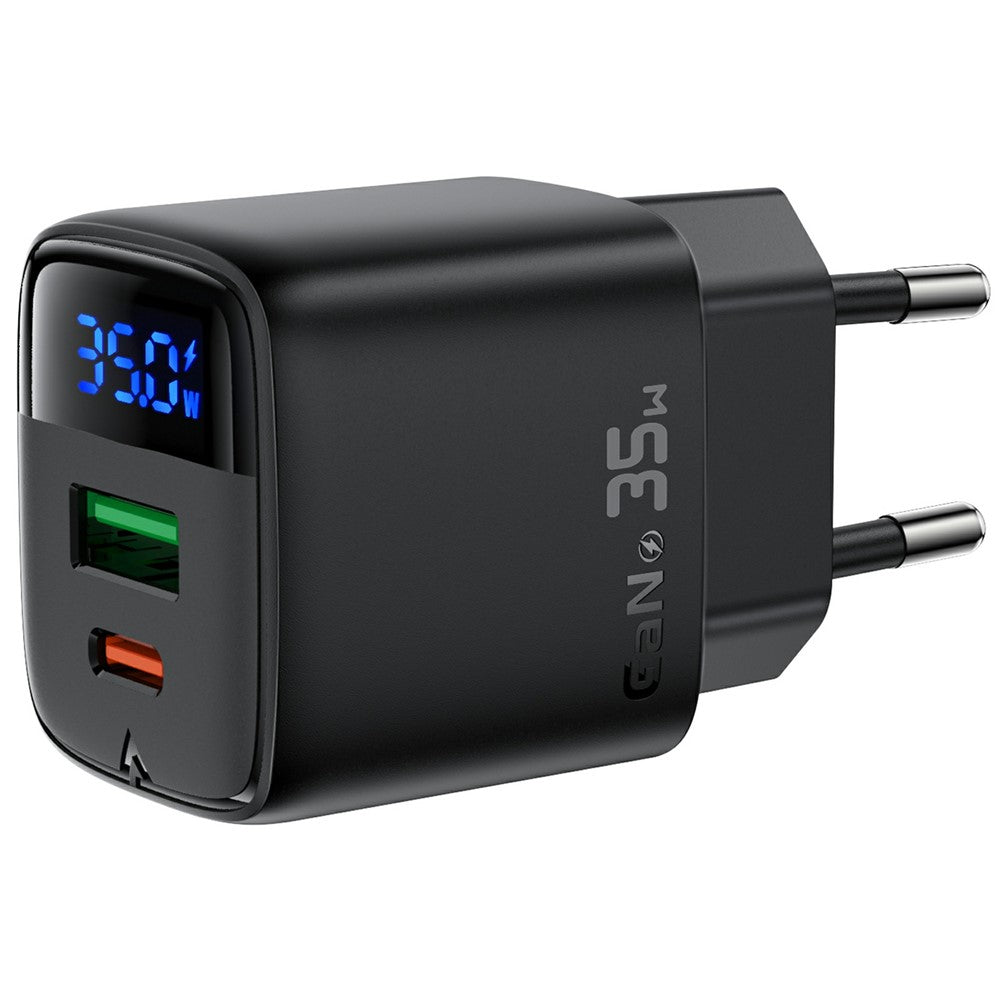 ACEFAST A116 GaN-oplader PD 35W til flere enheder  Dobbeltport USB C og A med LED-display Hurtigopladningsadapter