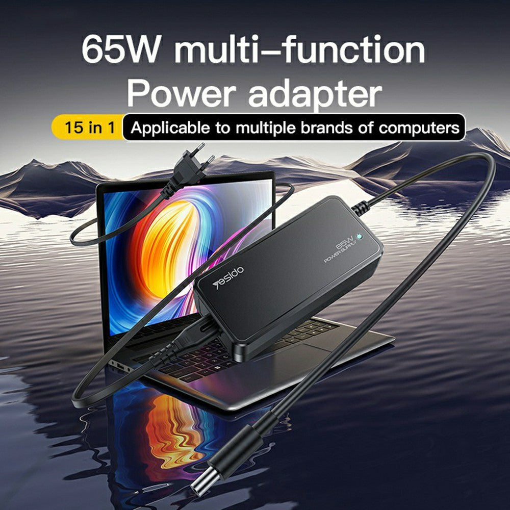 YESIDO CG11E Laptop Charger Kit 65W Fast Charging Power Adapter Compatible with Multiple Laptop Models