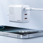 WEKOME WP-U66 PD 65W GaN Oplader USB-A + Dobbelte Type-C Porte Hurtig Opladningsadapter