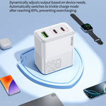 WEKOME WP-U66 PD 65W GaN Charger USB-A + Dual Type-C Ports Fast Charging Adapter