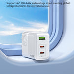 WEKOME WP-U66 PD 65W GaN Charger USB-A + Dual Type-C Ports Fast Charging Adapter