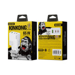 WEKOME WP-U66 PD 65W GaN Oplader USB-A + Dobbelte Type-C Porte Hurtig Opladningsadapter