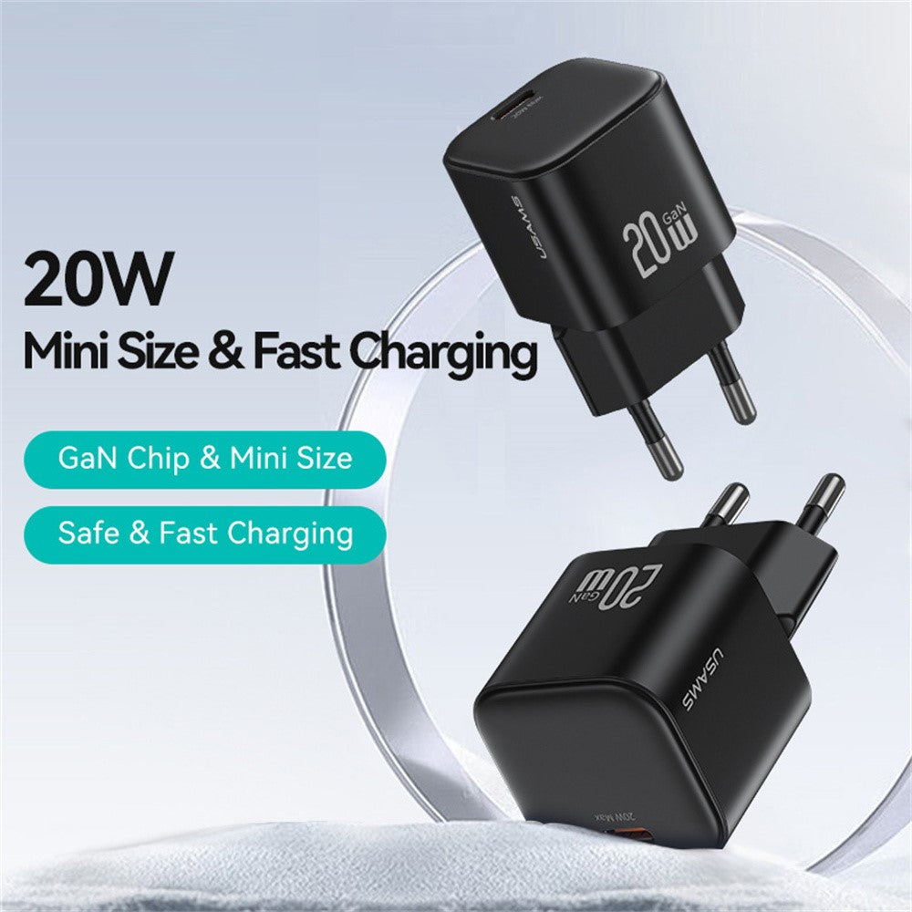 USAMS CC260 20W GaN Fast Charger Mini Power Adapter Type-C Port for Quick Charging