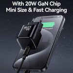 USAMS CC260 20W GaN Fast Charger Mini Power Adapter Type-C Port for Quick Charging