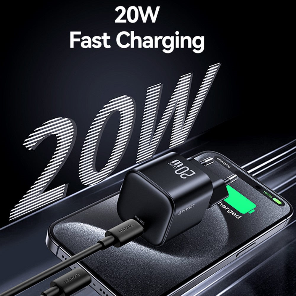 USAMS CC260 20W GaN Fast Charger Mini Power Adapter Type-C Port for Quick Charging