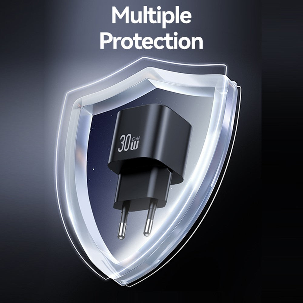 USAMS CC263 30W GaN Oplader Dobbelt Port USB-C + USB-A Hurtigopladende Miniadapter til Rejse / Hjemmebrug