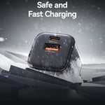 USAMS CC263 30W GaN Oplader Dobbelt Port USB-C + USB-A Hurtigopladende Miniadapter til Rejse / Hjemmebrug