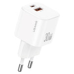 USAMS CC263 30W GaN Oplader Dobbelt Port USB-C + USB-A Hurtigopladende Miniadapter til Rejse / Hjemmebrug