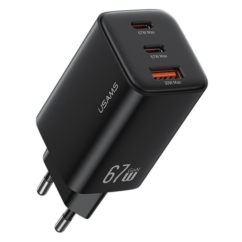 USAMS CC265 67W GaN Charger Fast Charging 3-Port USB Power Adapter