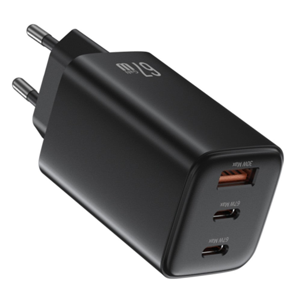 USAMS CC265 67W GaN Charger Fast Charging 3-Port USB Power Adapter