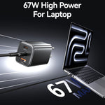 USAMS CC265 67W GaN Charger Fast Charging 3-Port USB Power Adapter