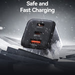 USAMS CC265 67W GaN Charger Fast Charging 3-Port USB Power Adapter