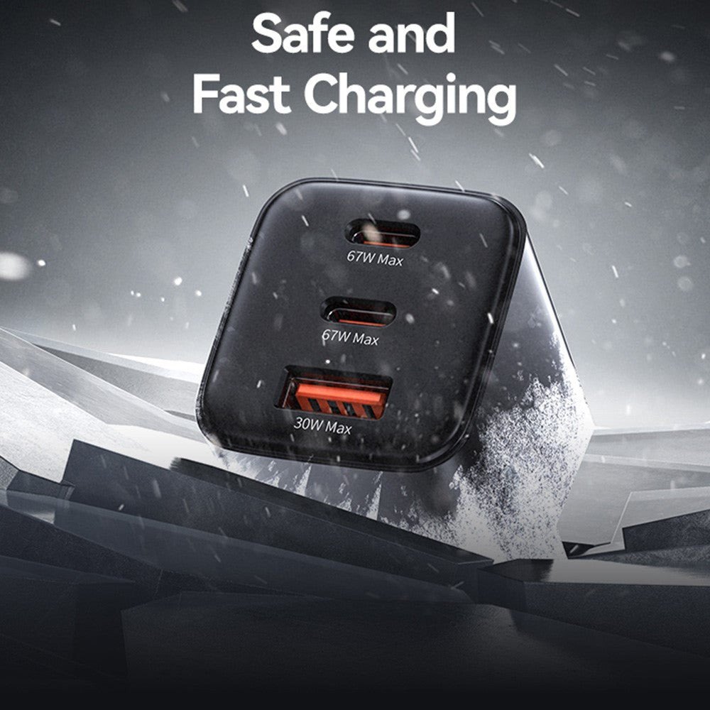USAMS CC265 67W GaN Charger Fast Charging 3-Port USB Power Adapter