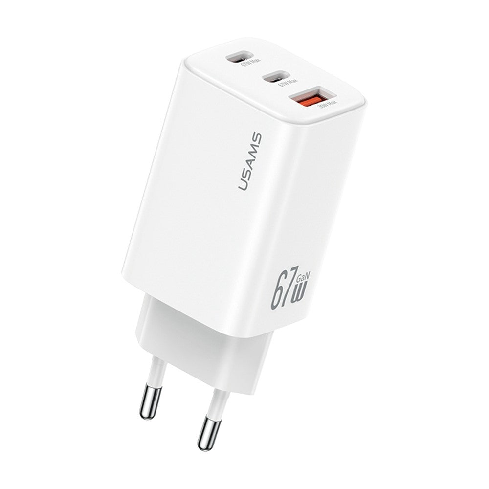 USAMS CC265 67W GaN Charger Fast Charging 3-Port USB Power Adapter