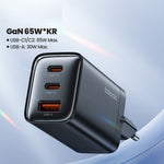 TOOCKI TCT65 65W Wall Charger 2C1A Fast Charging Multi Port USB C Power Adapter