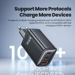 TOOCKI TCT65 65W Wall Charger 2C1A Fast Charging Multi Port USB C Power Adapter