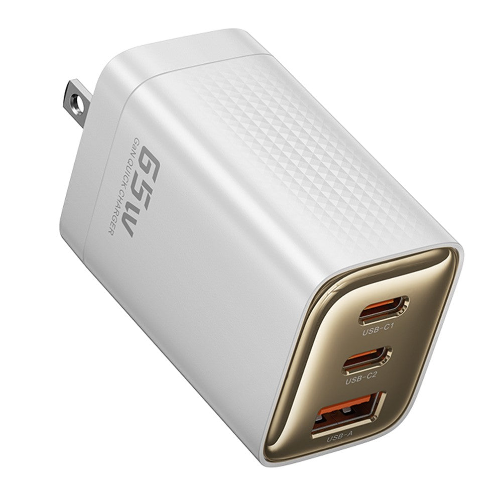 TOOCKI TCT65 65W Wall Charger 2C1A Fast Charging Multi Port USB C Power Adapter