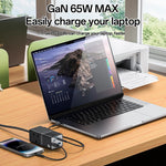 YESIDO MC38 65W GaN Power Strip USB-C USB-A Fast Charger Multi Device Charging Station