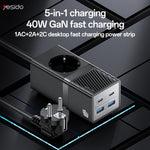YESIDO MC35 40W GaN Power Strip USB-C USB-A Desktop Fast Charging Station