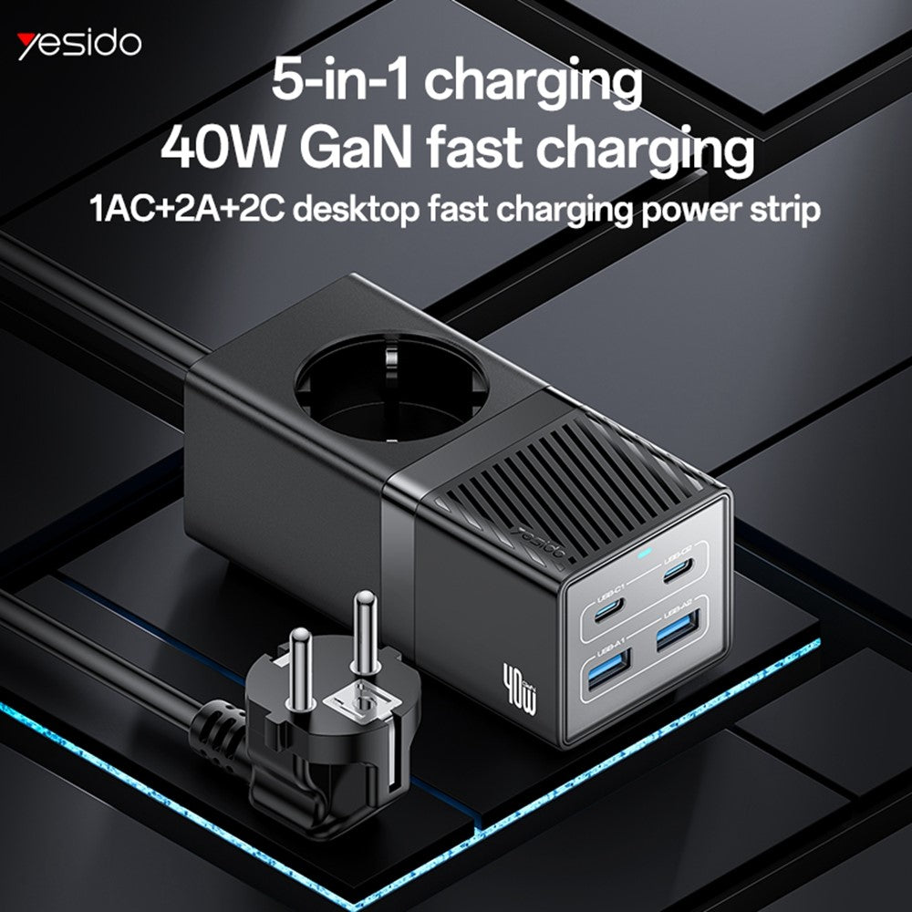 YESIDO MC35 40W GaN Power Strip USB-C USB-A Desktop Fast Charging Station