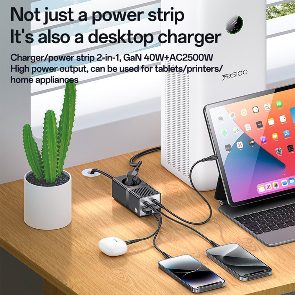 YESIDO MC35 40W GaN Power Strip USB-C USB-A Desktop Fast Charging Station