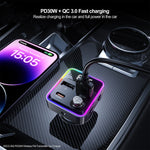 XUNDD XDCC-002 Car FM Transmitter PD 30W Type-C Dual USB Ports Charger Hands-Free Calling Adapter