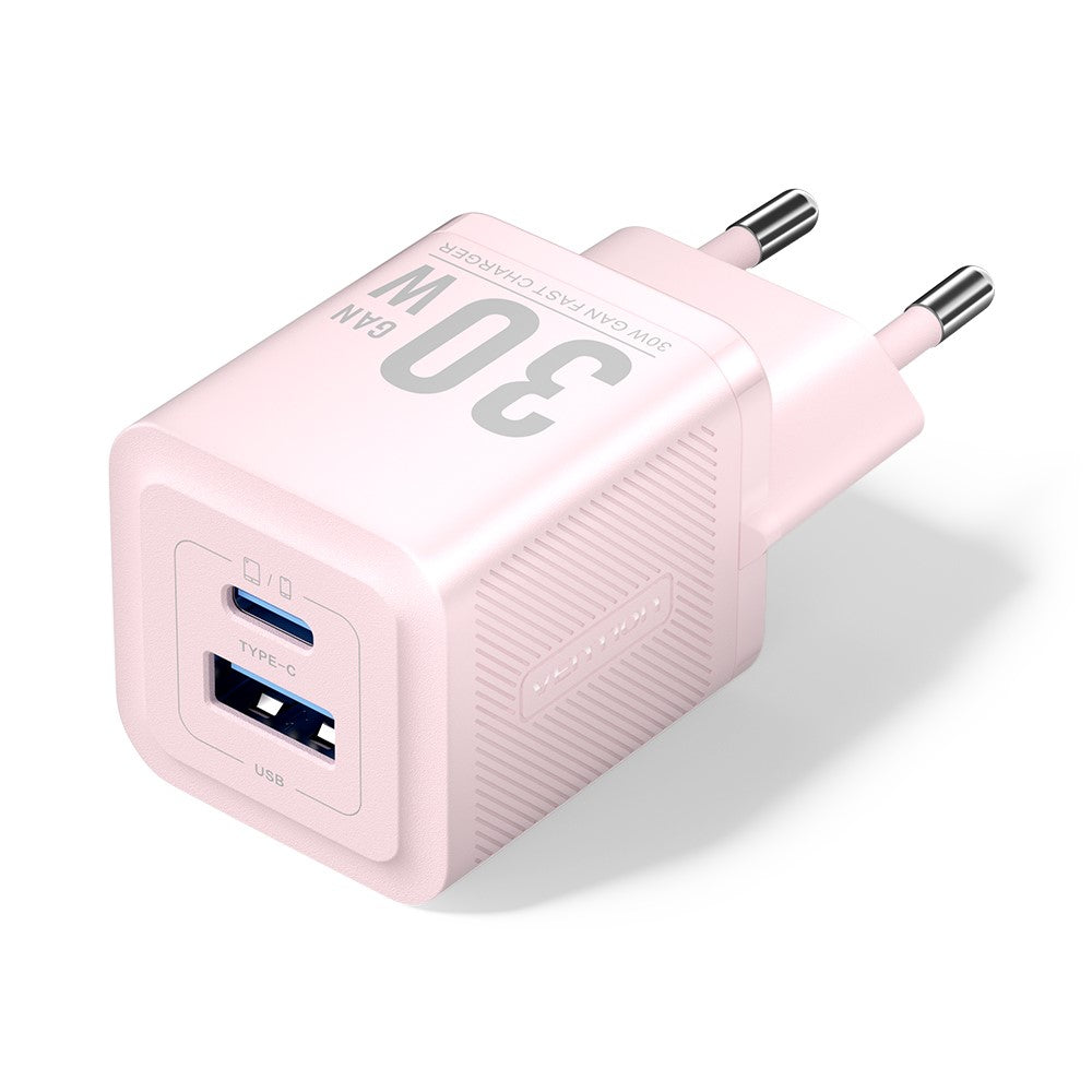 VENTION FEQ-serien GaN-oplader USB A + USB C dobbeltporte 30W hurtigopladningsadapter, EU-stik