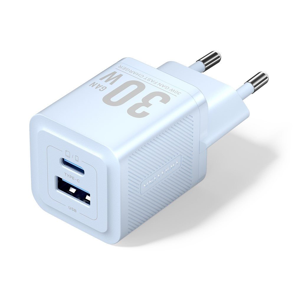 VENTION FEQ Series GaN Oplader USB A + USB C Dobbeltporte 30W Hurtigopladningsadapter, EU Stik