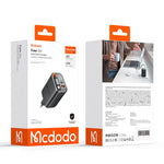 MCDODO CH-410 FreeGo 67W GaN-oplader USB-C USB-A strømadapter med indbygget udtrækkeligt kabel, EU-stik