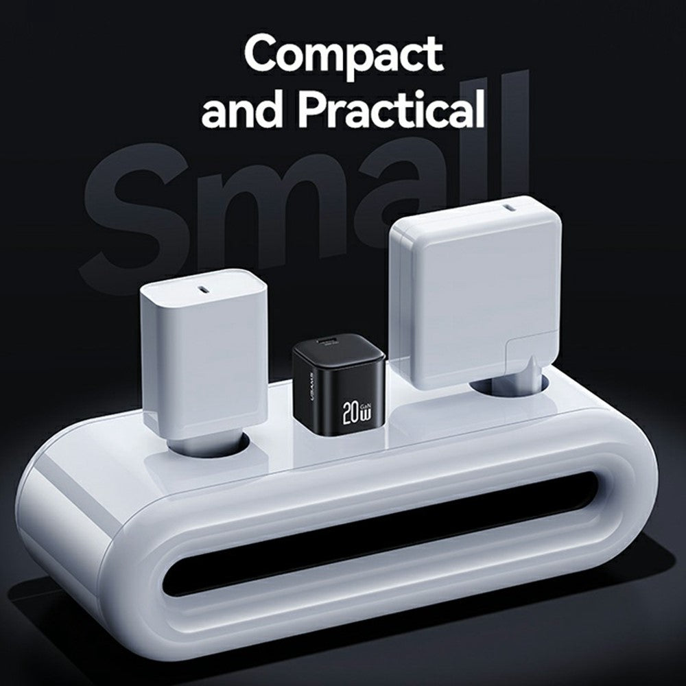 USAMS CC267 20W GaN Mini Hurtigoplader Enkelt Type-C Port Strømadapter, US Stik