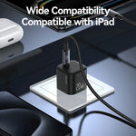 USAMS CC267 20W GaN Mini Hurtigoplader Enkelt Type-C Port Strømadapter, US Stik