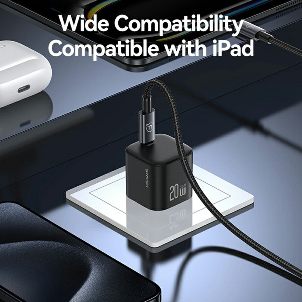USAMS CC267 20W GaN Mini Hurtigoplader Enkelt Type-C Port Strømadapter, US Stik