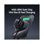 USAMS CC270 30W GaN Mini Dual Port Fast Charger USB-A + Type-C Power Adapter, US Plug