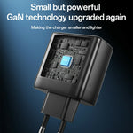 YESIDO YC144C EU Plug 65W GaN Charger 2 USB C + 1 USB A Fast Charging Adapter Multi-Protocol Compatible, with 1.2m Type C Cable