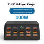 HW15 15 Multi-Port USB Charger Station PD 100W Fast Charge Adapter with Digital Display for Phone / Tablet