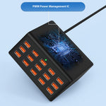 HW15 15 Multi-Port USB Charger Station PD 100W Fast Charge Adapter with Digital Display for Phone / Tablet