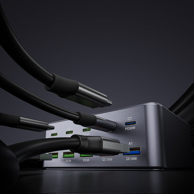 HW33 Multi-Port PD 100W Hurtigopladningsblok USB-C Opladningsstation til Telefoner/Bærbare Computere Rejse/Kontor