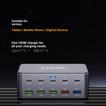 HW33 Multi-Port PD 100W Hurtigopladningsblok USB-C Opladningsstation til Telefoner/Bærbare Computere Rejse/Kontor