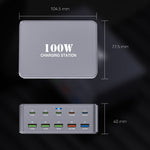 HW33 Multi-Port PD 100W Hurtigopladningsblok USB-C Opladningsstation til Telefoner/Bærbare Computere Rejse/Kontor