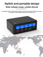 65W USB Charger LCD Display PD 20W QC3.0 Fast Charging Multi-Port Power Adapter for iPhone / iPad / MacBook