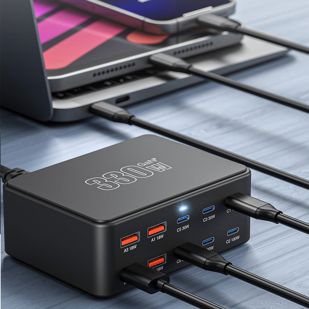 HW66 330W GaN Multi-Port Charger Digital Display PD Fast Charging Station for Phones/Tablets